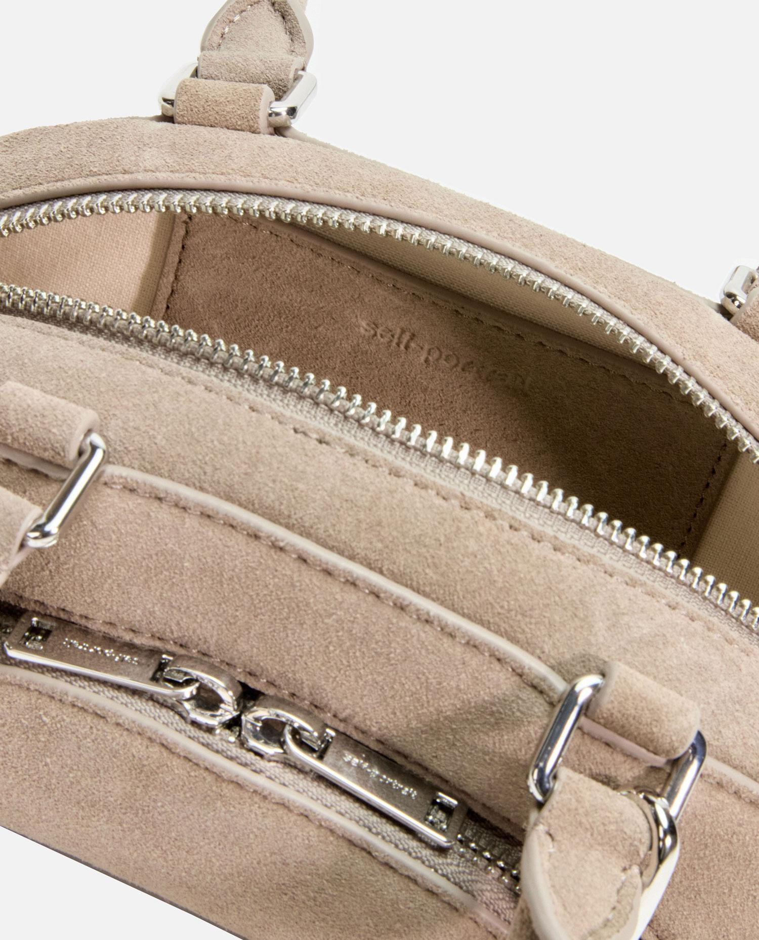 GREY SUEDE MINI SHOULDER BAG WITH CHARM - 3