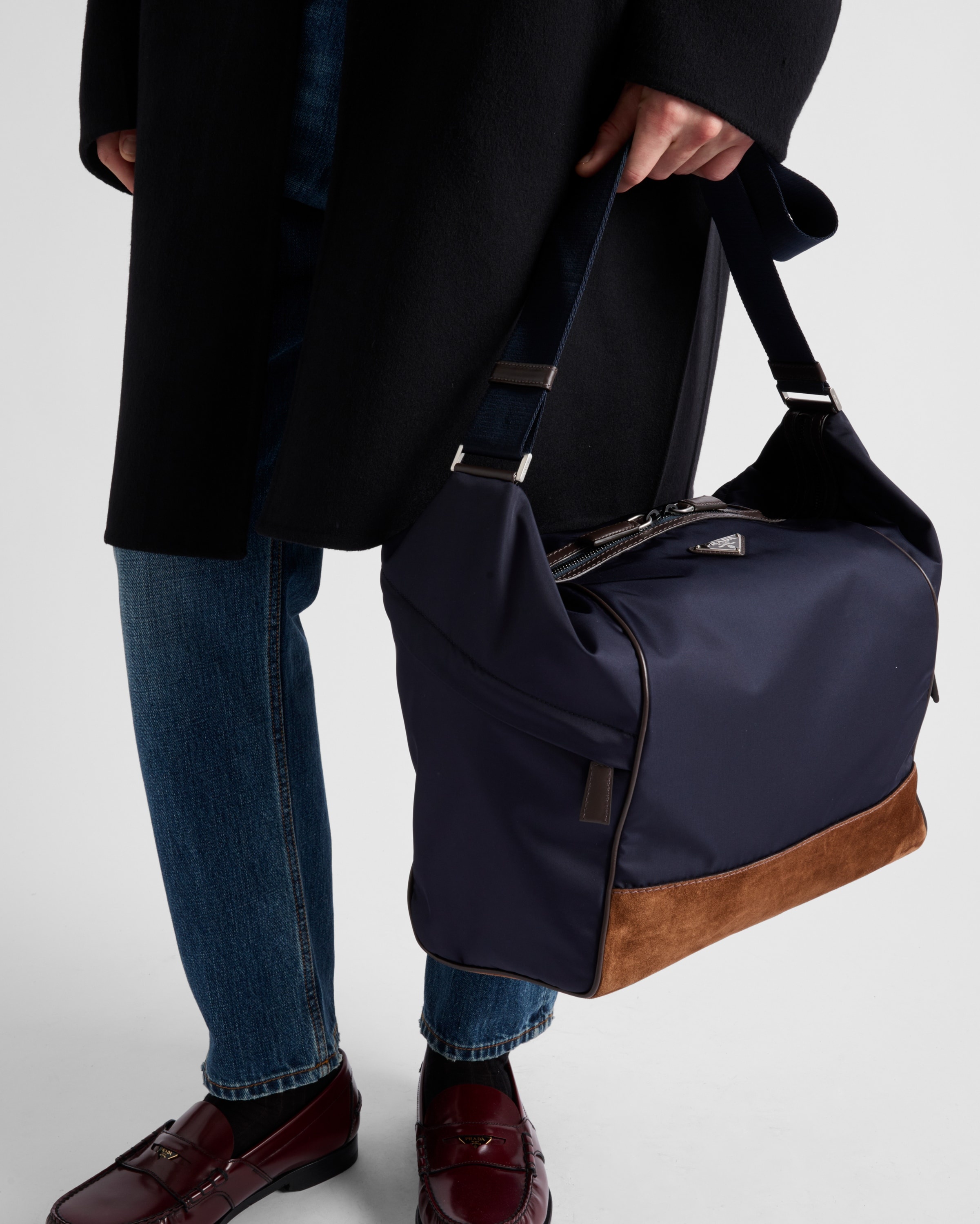 Re-Nylon and leather shoulder bag - 8