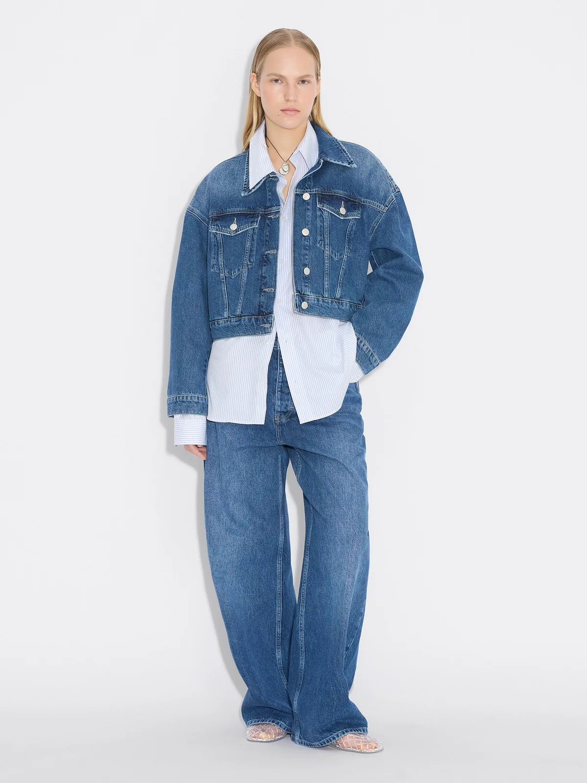 Cropped Denim Jacket - 1