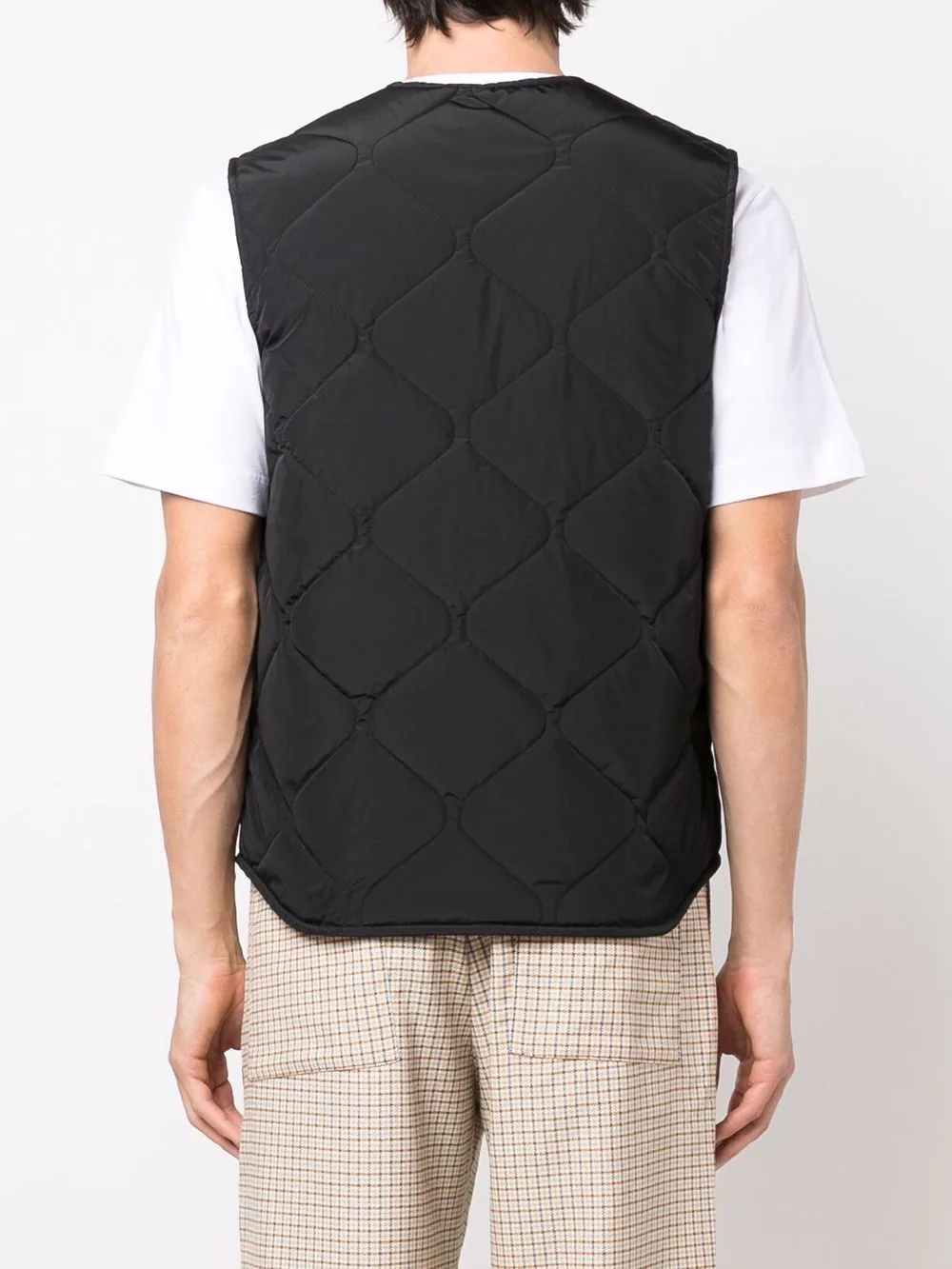 quilted logo-patch gilet - 4