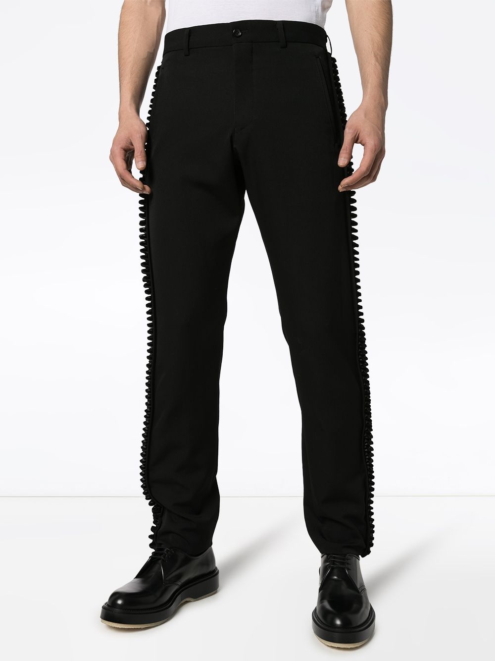 pleated trim tailored trousers - 3