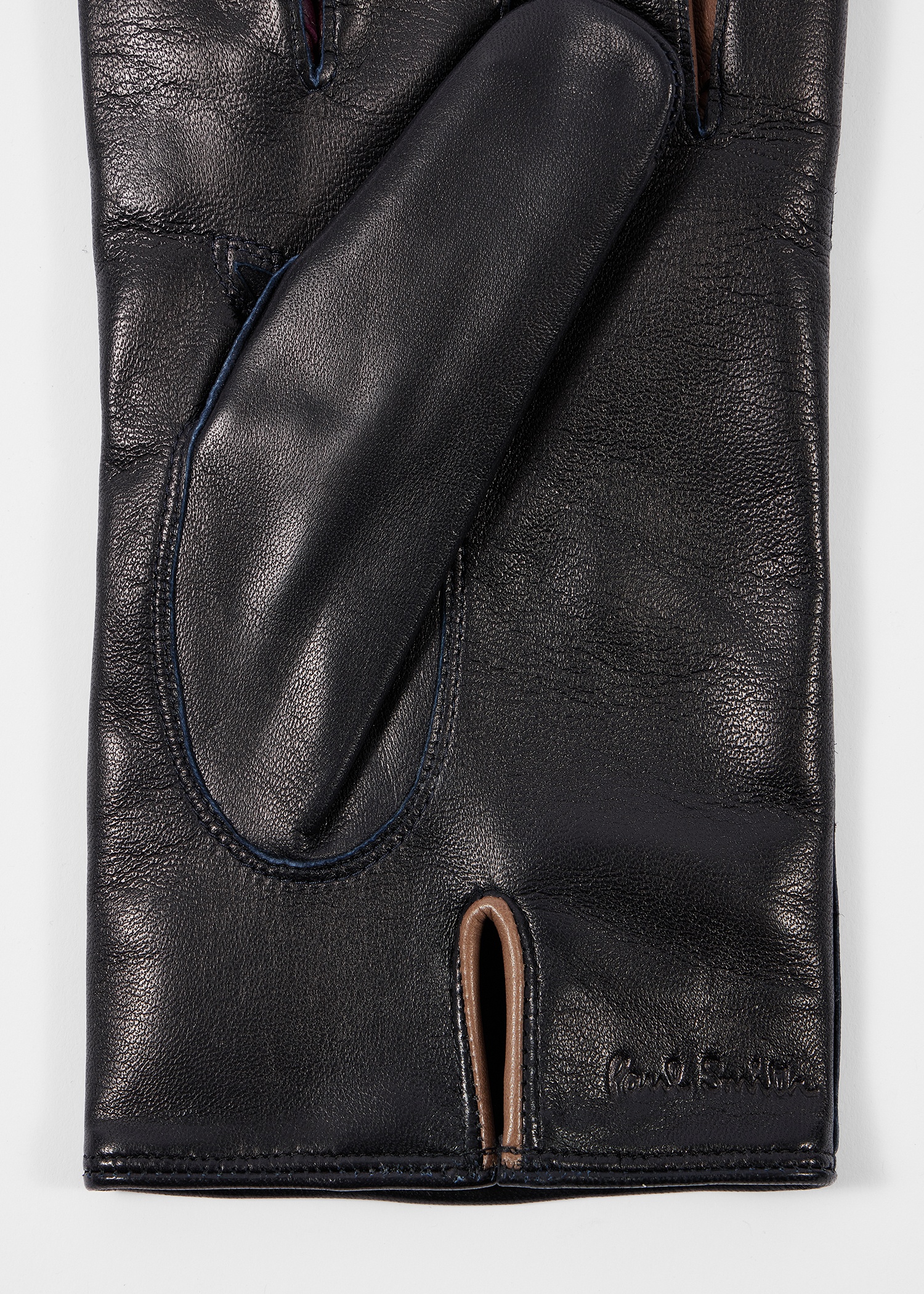 Navy Leather 'Concertina' Gloves - 3