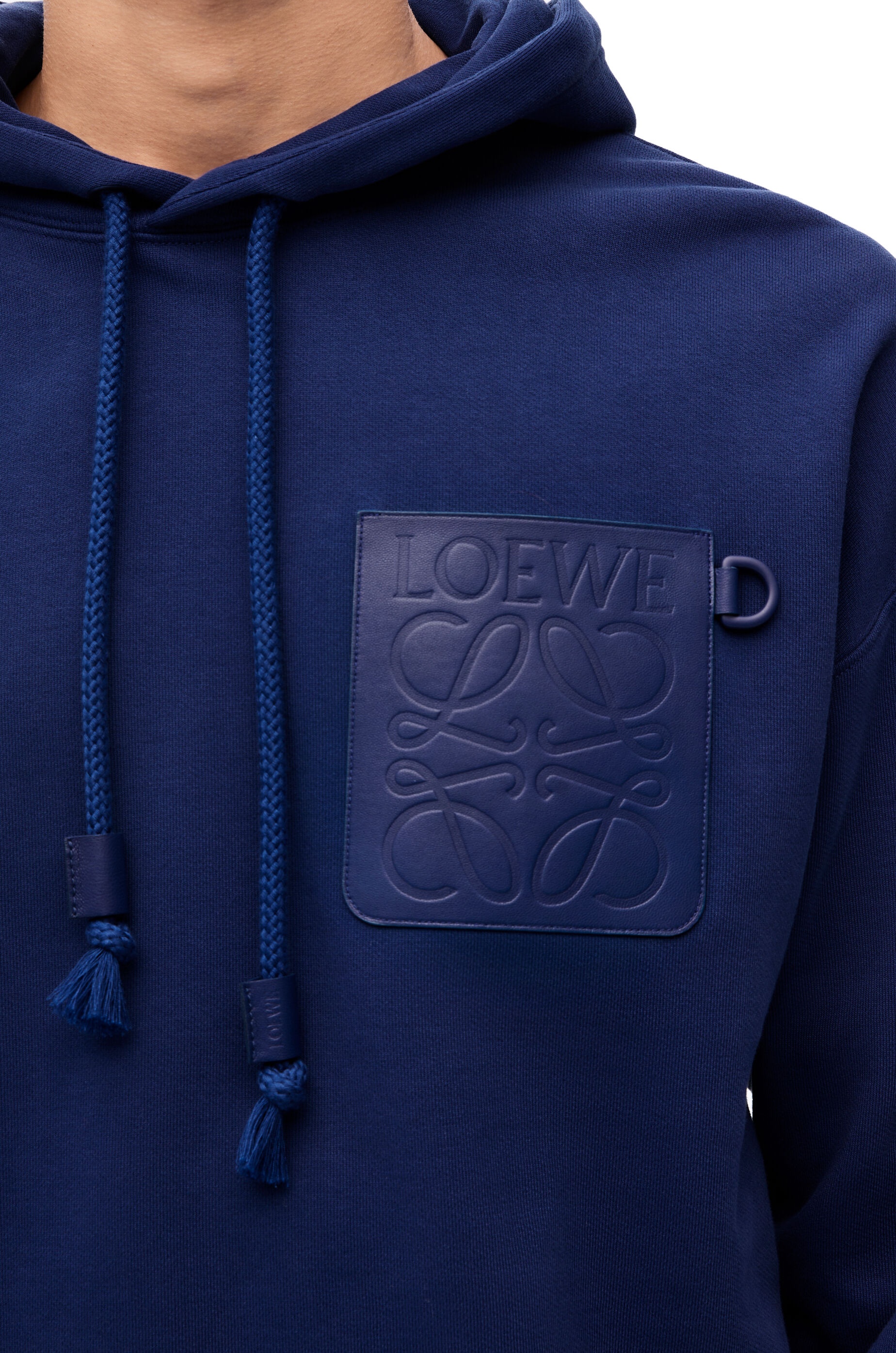 LOEWE セール★ RELAXED FIT HOODIE★RIVIERA BLUE Loewe Men's Anagram Patch Pocket Hoodie in Riviera Blue Loewe