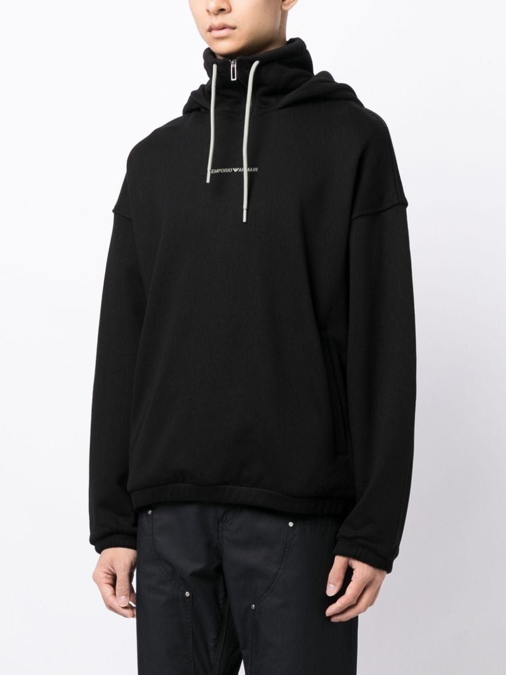 logo-print cotton hoodie - 3