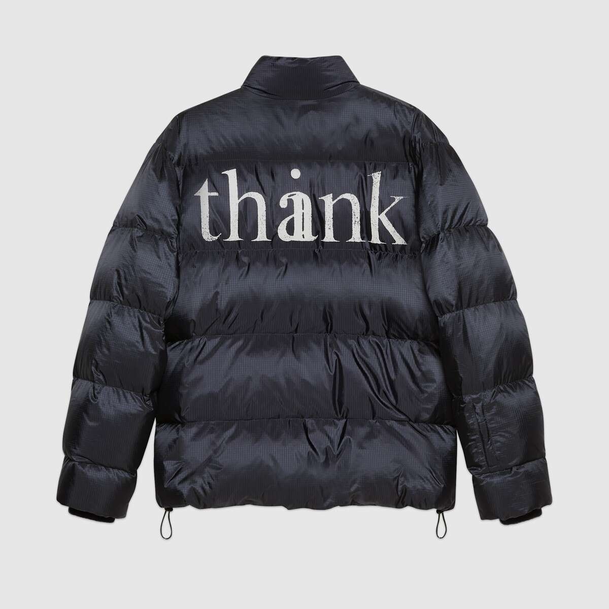 'think/thank' print nylon down jacket - 6