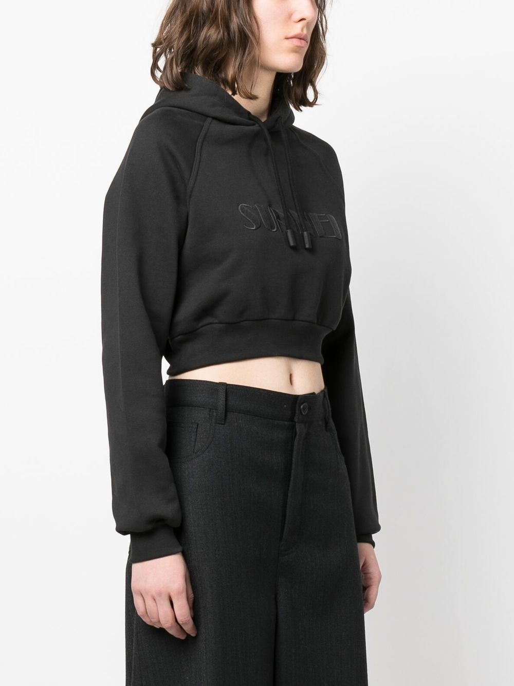 embroidered-logo cropped hoodie - 3