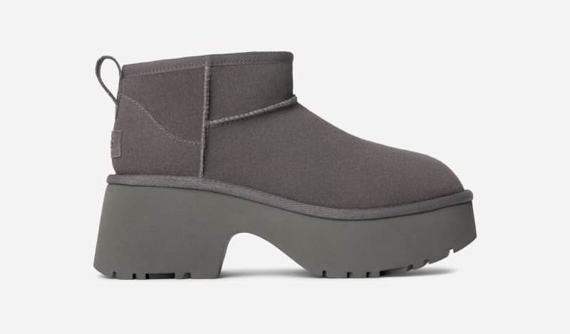 ® Women's Classic Ultra Mini New Heights Suede Classic Boots in Charcoal 1