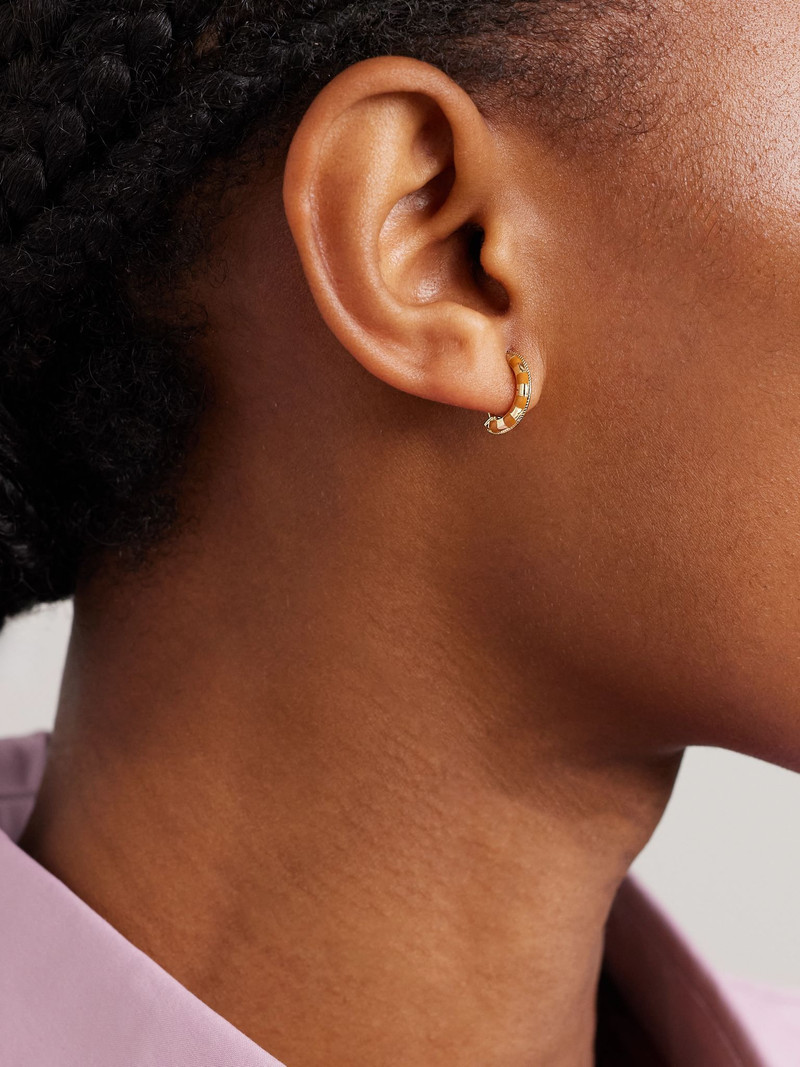 Yvonne Léon 9-karat gold and enamel hoop earrings Brown outlook