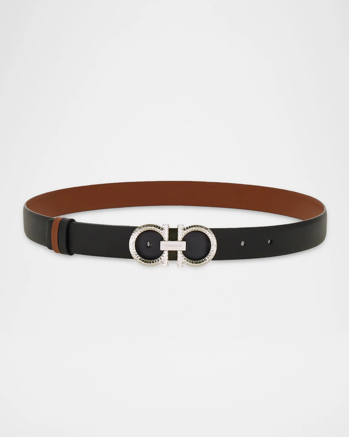 Donna Reversible Leather Double Gancini Belt - 1