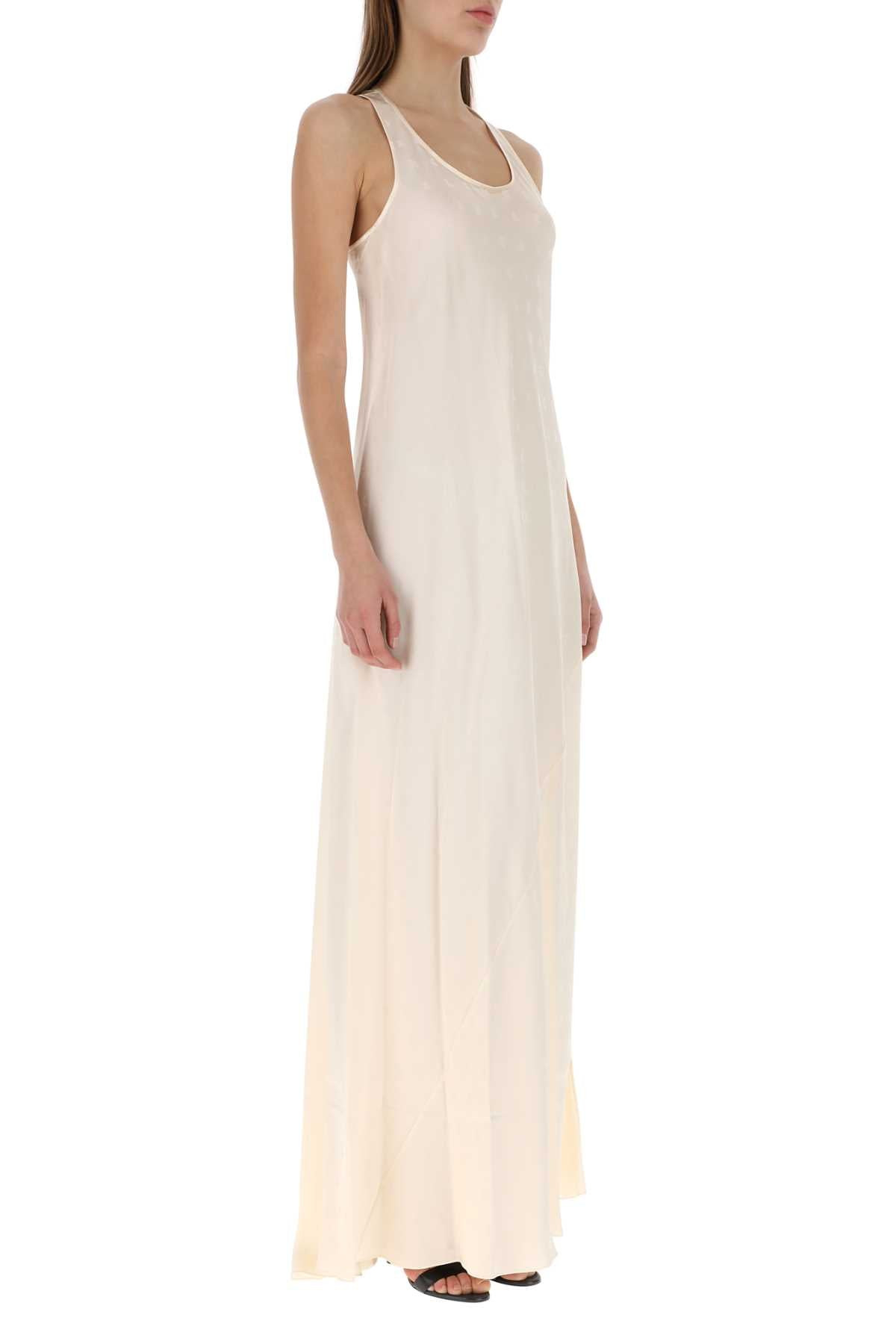 Balenciaga Women Ivory Satin Long Dress - 3