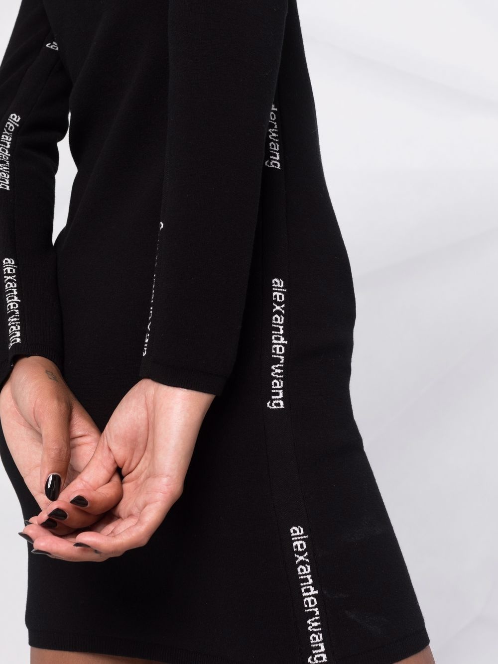 intarsia-knit logo long-sleeve dress - 3