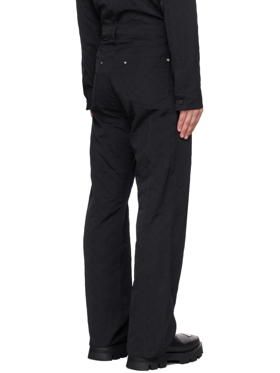 Black Embossed Trousers - 3