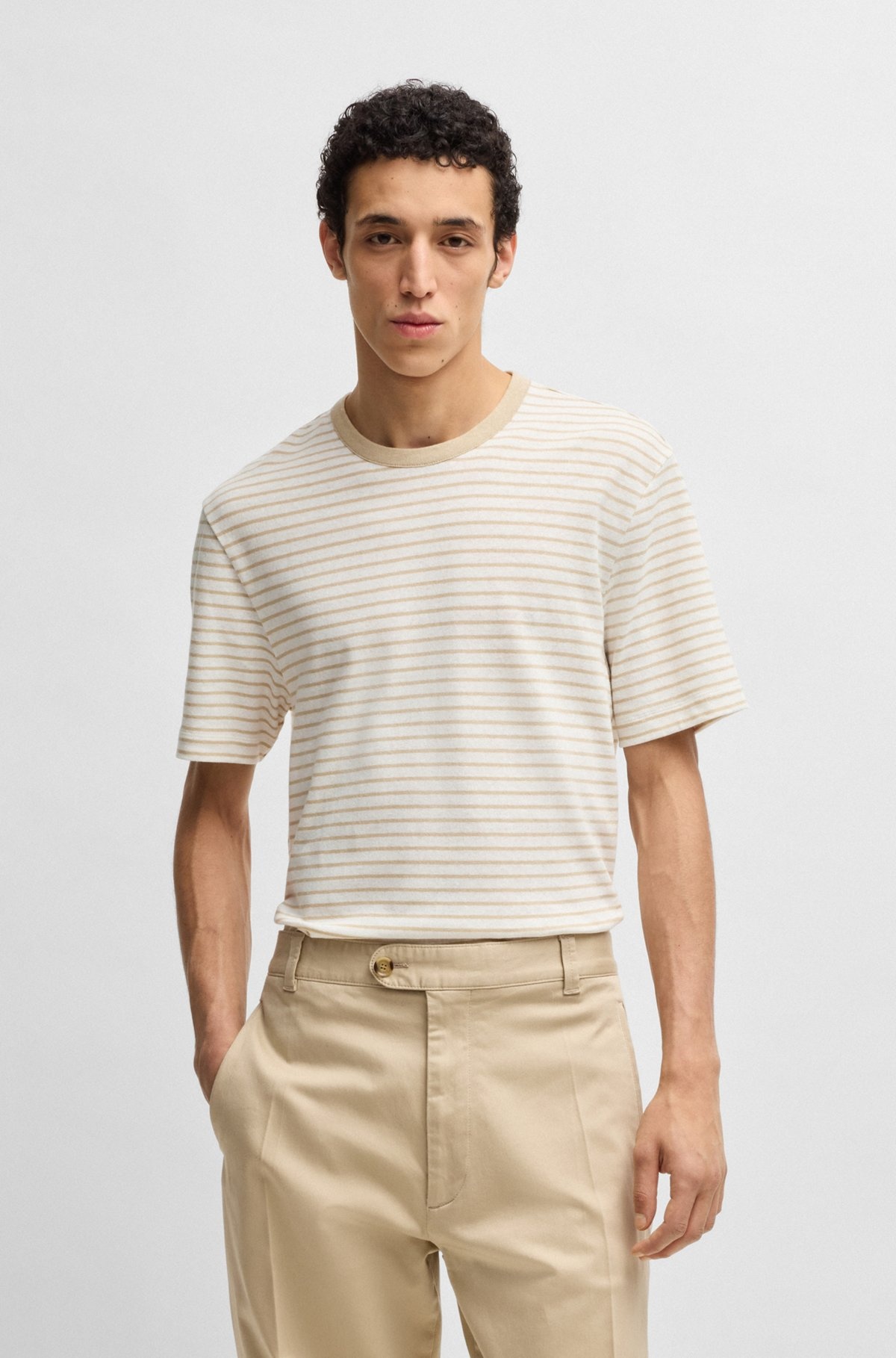 REGULAR-FIT T-SHIRT IN COTTON AND LINEN - 2