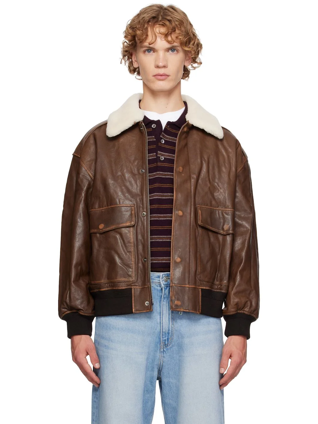 Brown Detachable A-2 Leather Jacket - 1