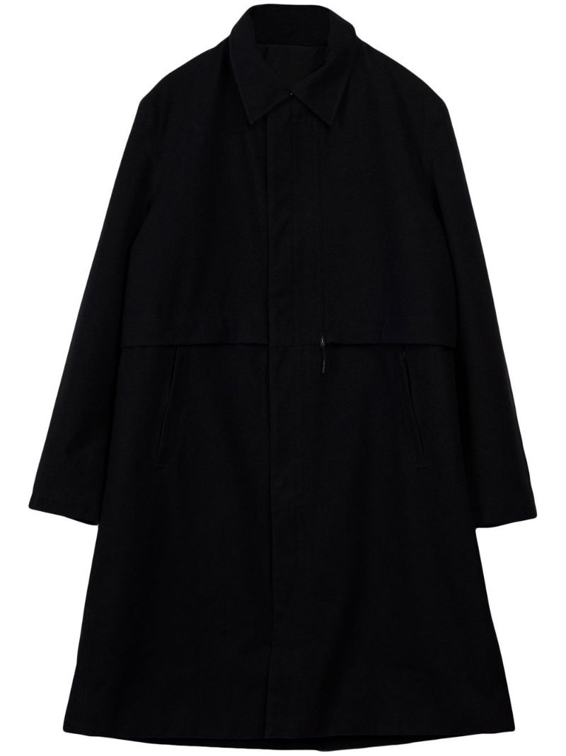 pointed-collar single-breasted coat - 1