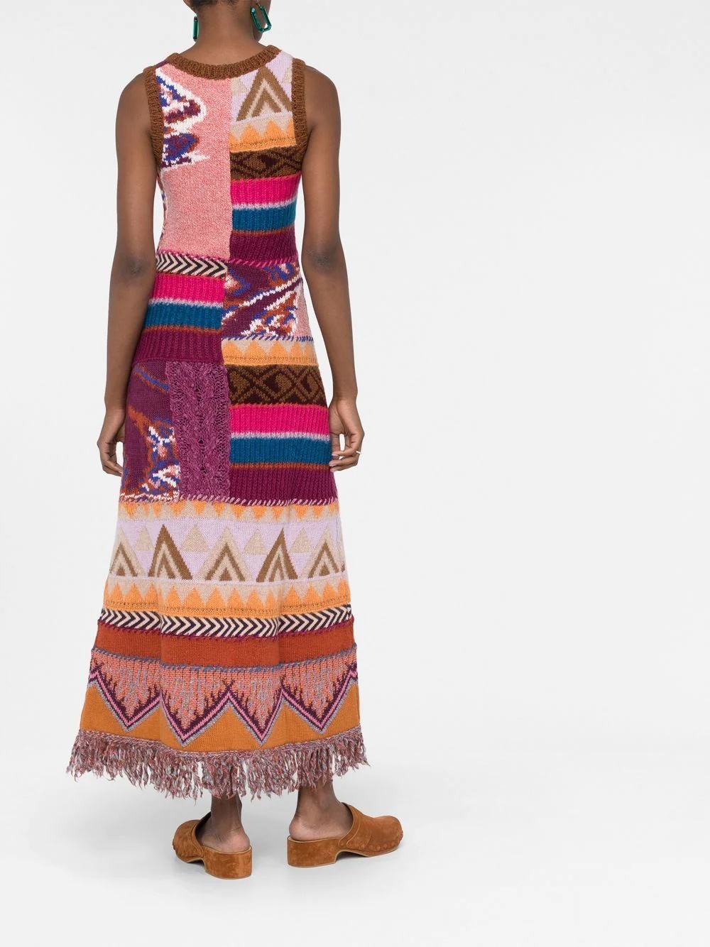 intarsia knit long dress - 4