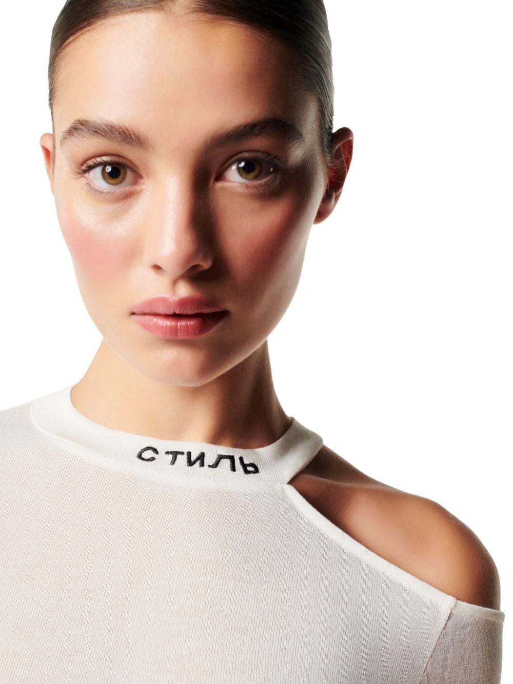 cut-shoulder crewneck top - 5
