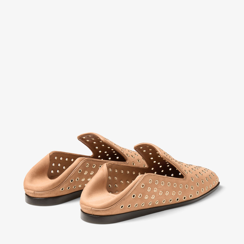 null Toffee Suede Slippers with Eyelets 5