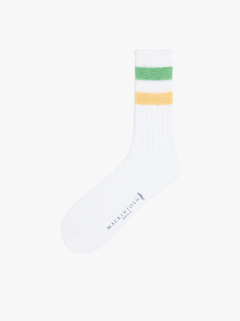 GREEN & YELLOW STRIPED COTTON SOCKS 1