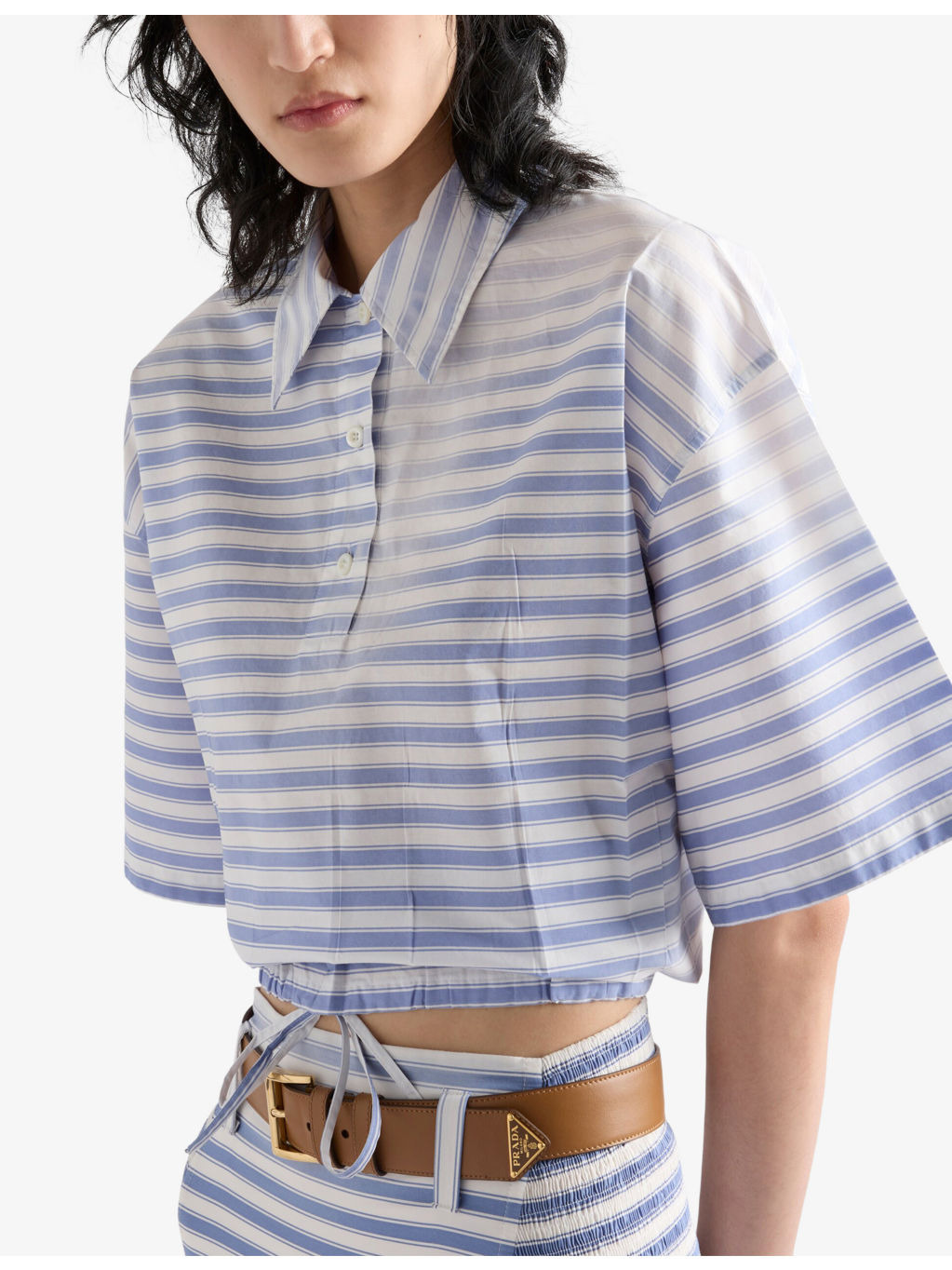 Striped Tie-Hem Cotton Shirt - 3