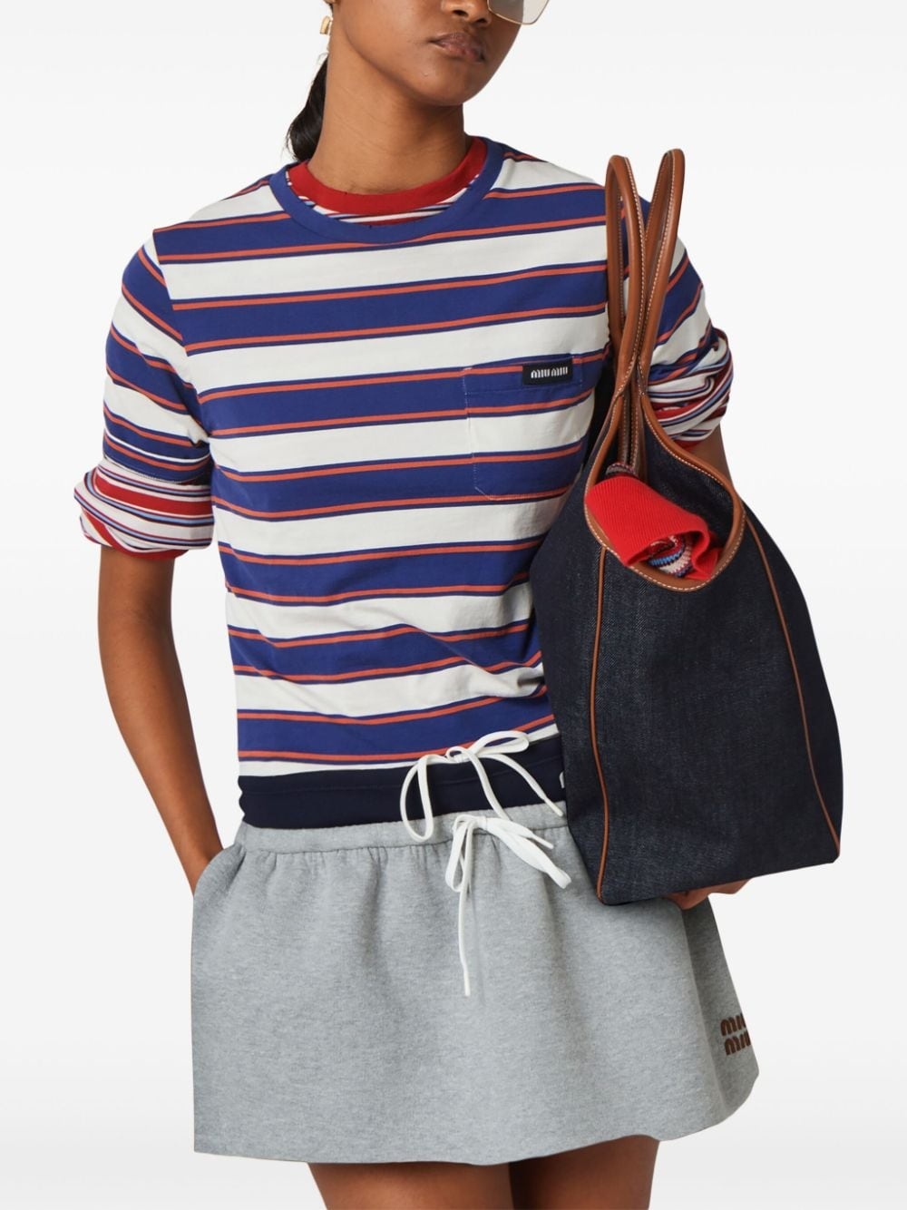関税込【MIU MIU】COTTON REVERSIBLE T-SHIRT Miu Miu striped cotton T-shirt | farfetch | REVERSIBLE