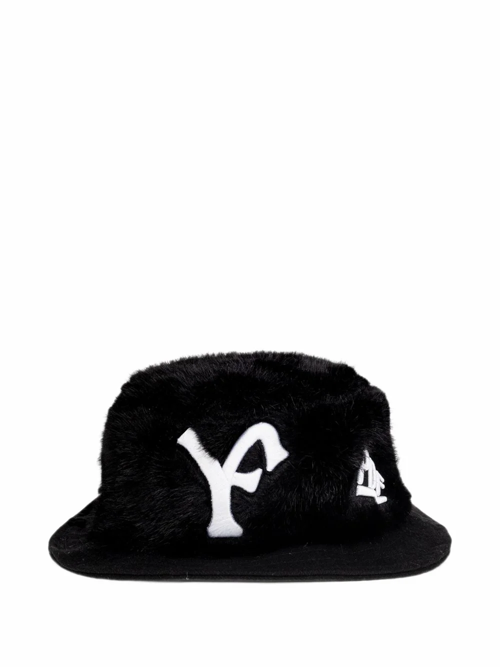 logo-embroidered faux-fur bucket hat - 1