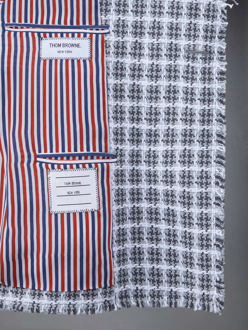 Check Summer Tweed Fray Cropped Sack Sport Coat 5