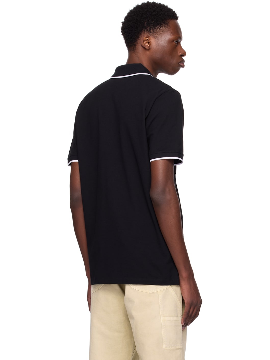 Black Stretch Cotton Slim-Fit Logo Polo - 3