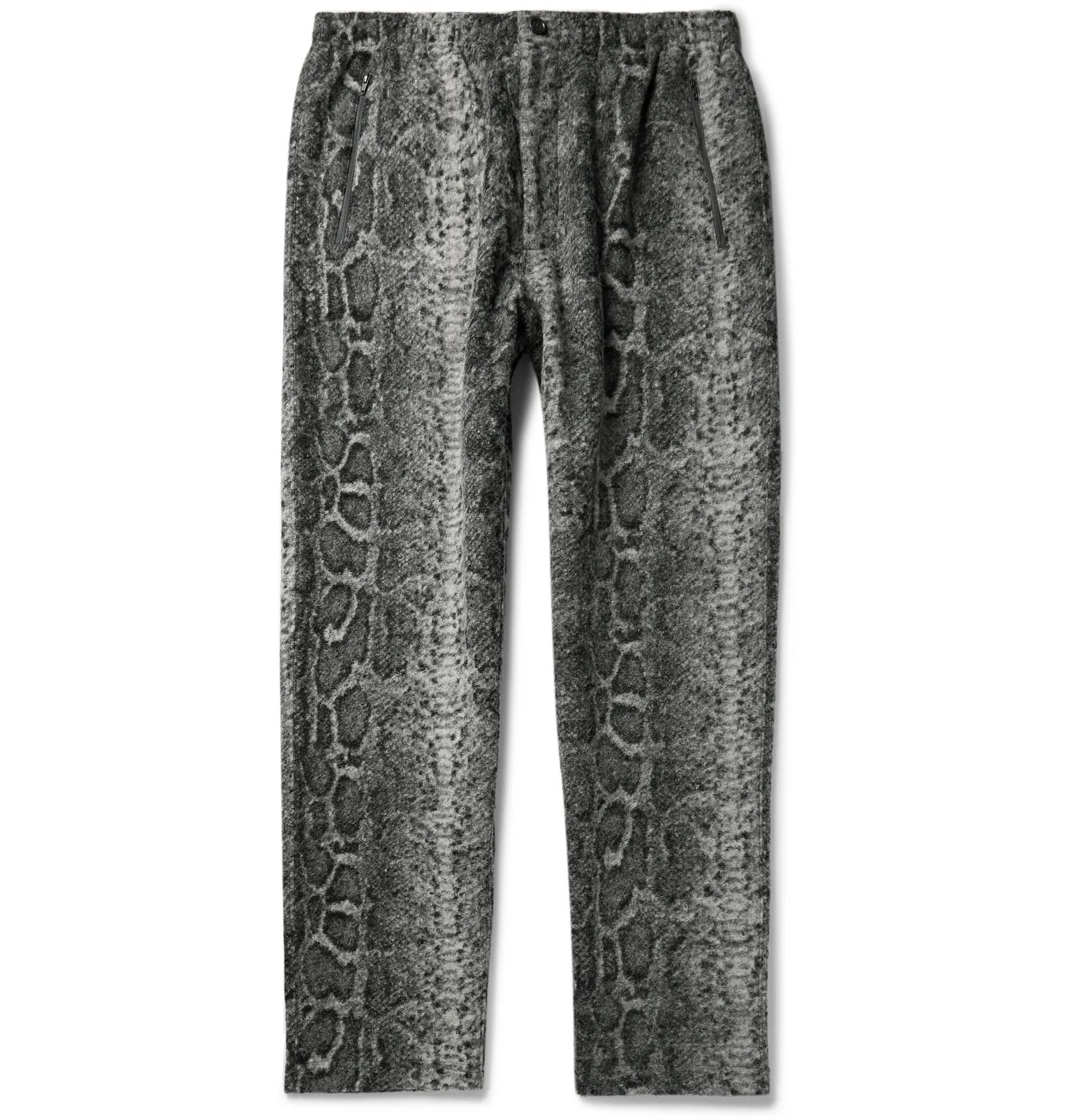 Tapered Snake-Print Textured-Knit Trousers - 1