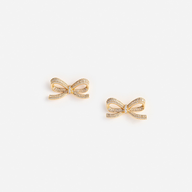 Gold Bow Earrings - 1