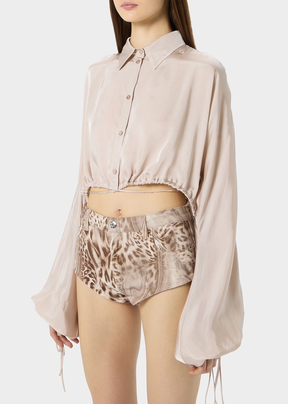 CROPPED SHIRT IN LIGHT TWILL - 5