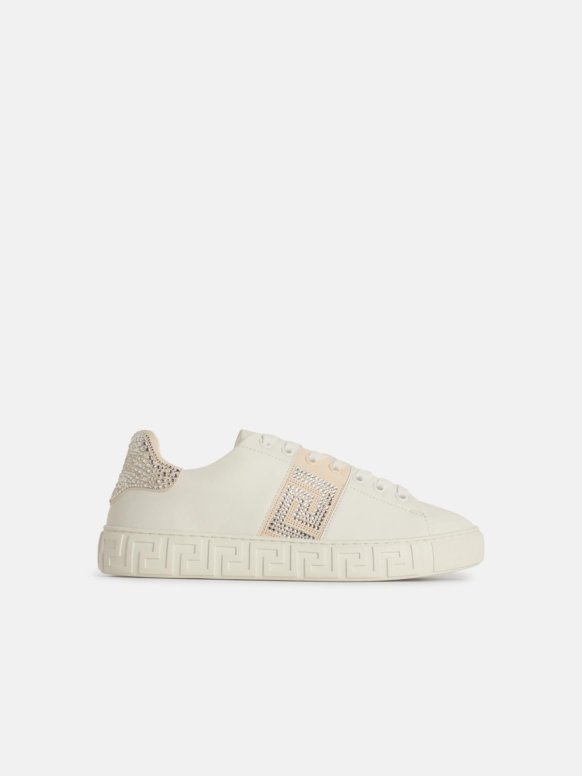 'GRECA' WHITE LEATHER SNEAKERS - 1
