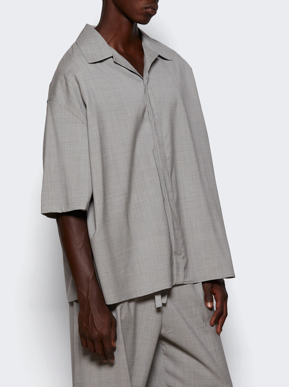 Wool Short Sleeve Shirt Grey - 2