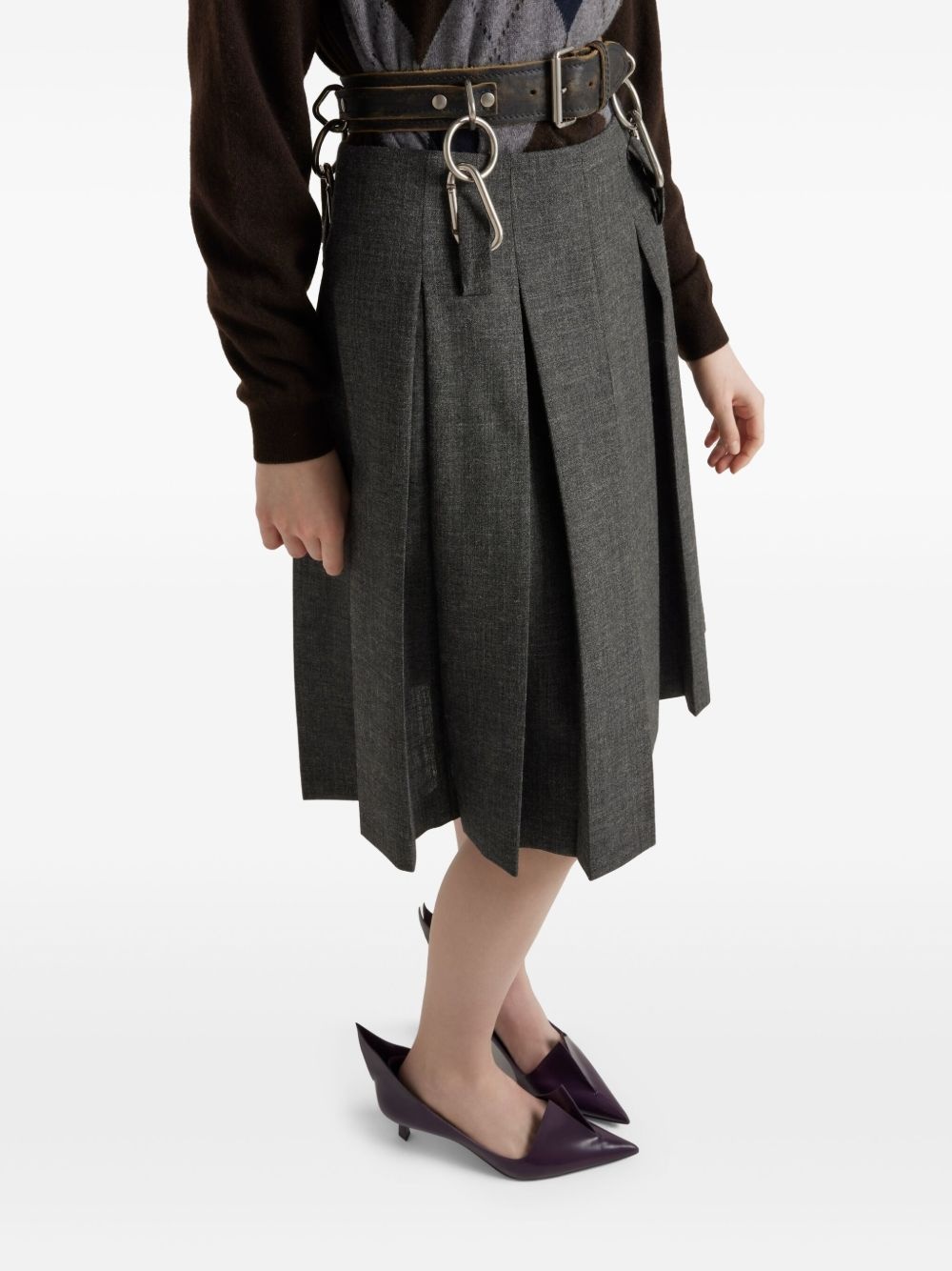 belted pleated midi skirt - 4