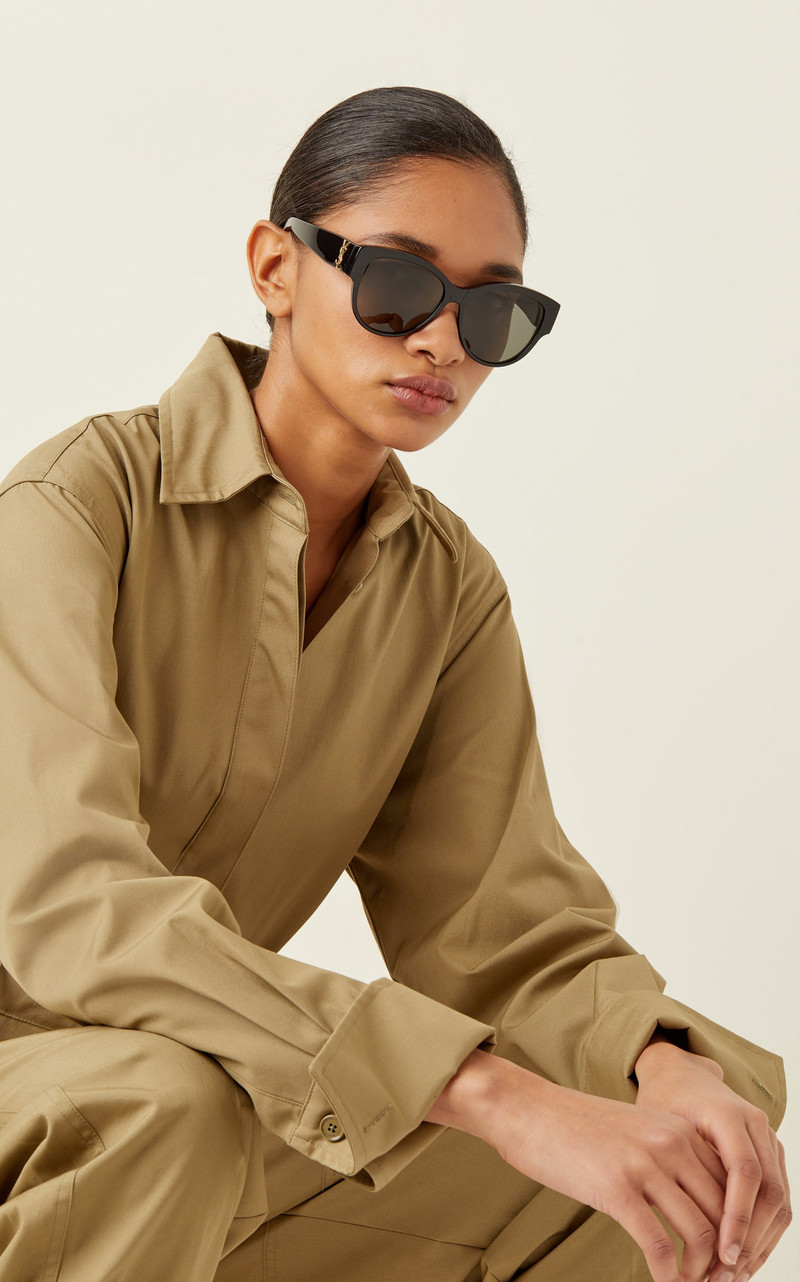 SAINT LAURENT Oversized Round-Frame Acetate Sunglasses black outlook