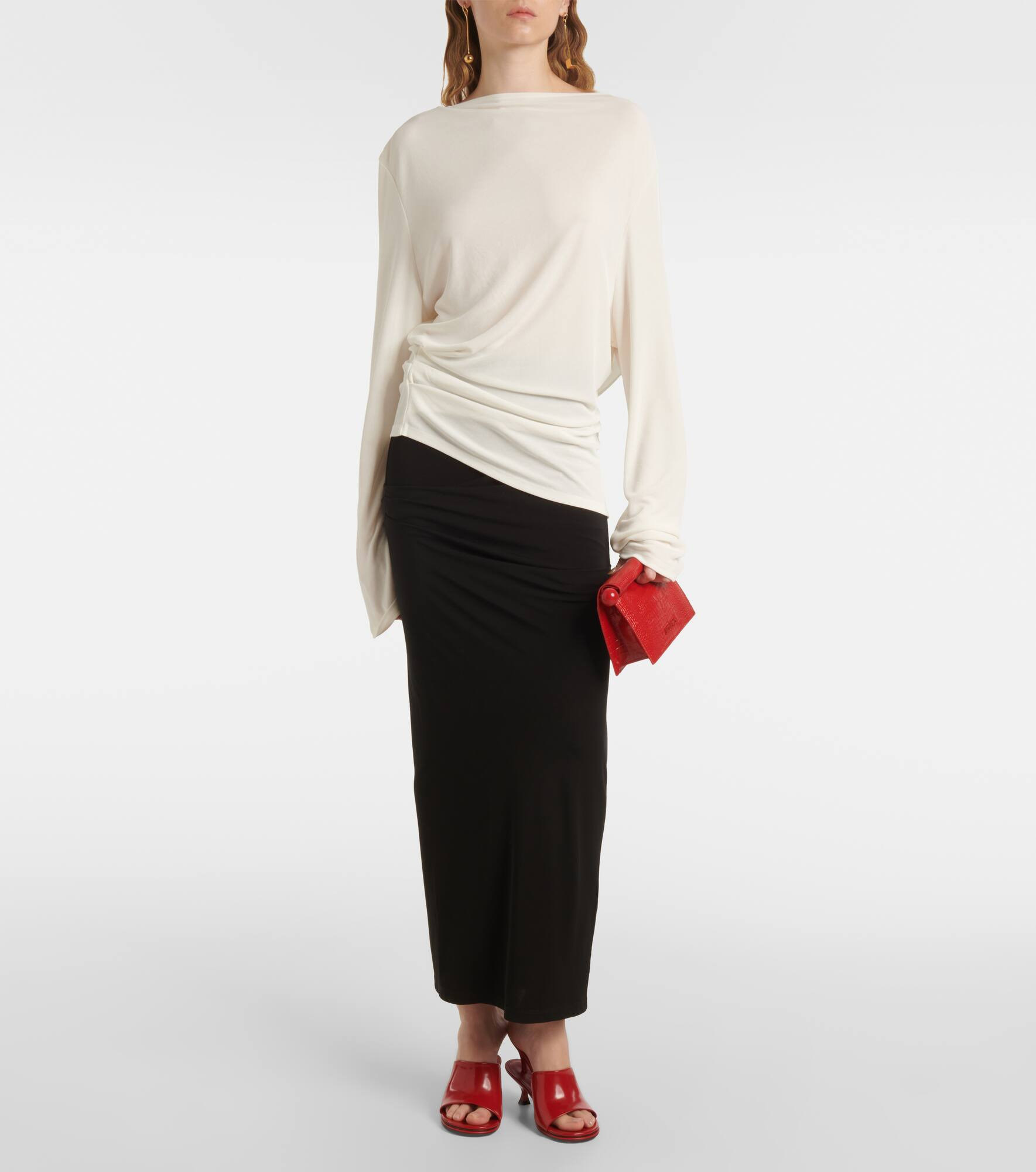 Croisière draped open-back crêpe jersey top - 2