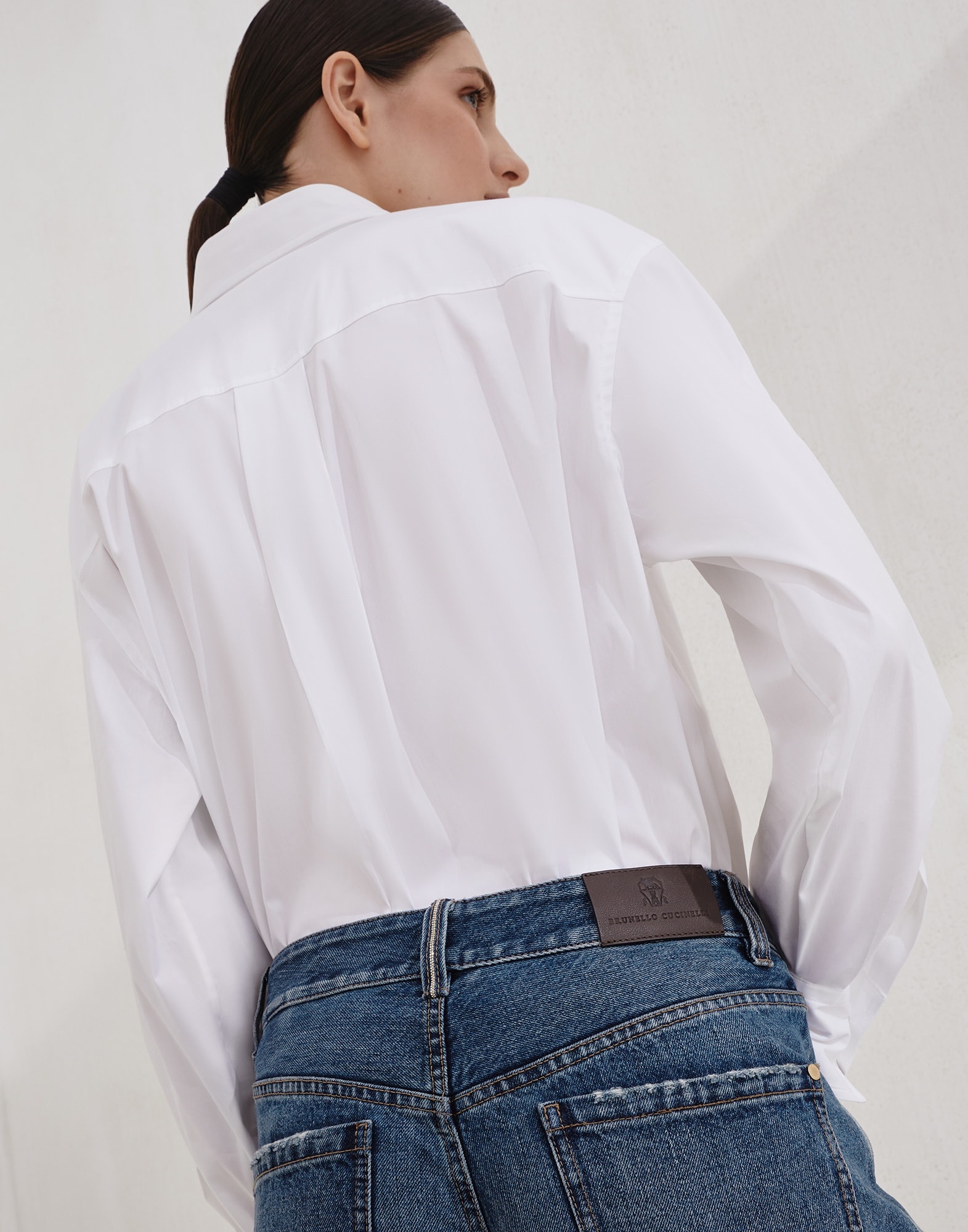 Authentic denim contemporary square trousers with monili - 3