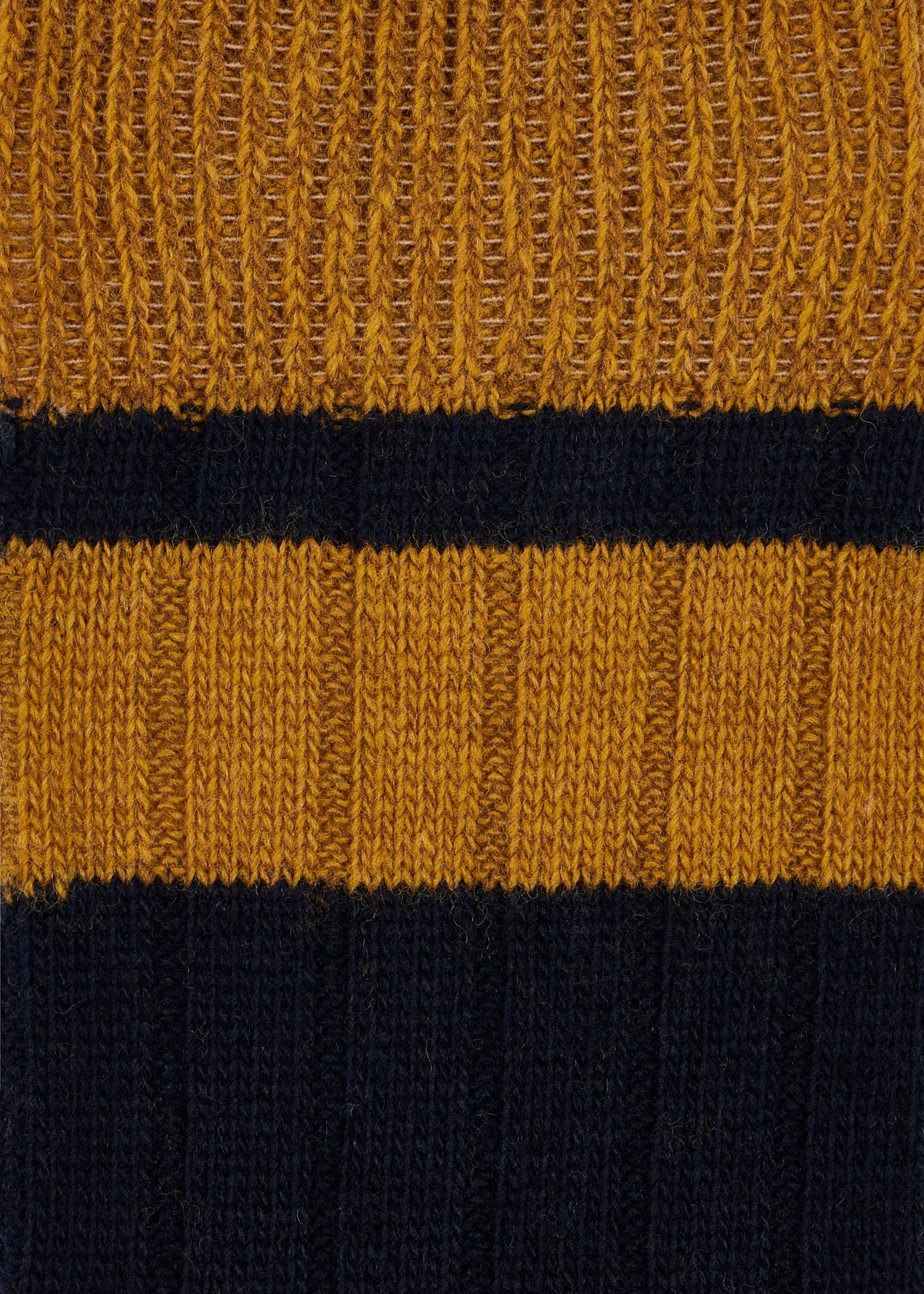 Navy and Mustard Bold Stripe Block Socks - 3