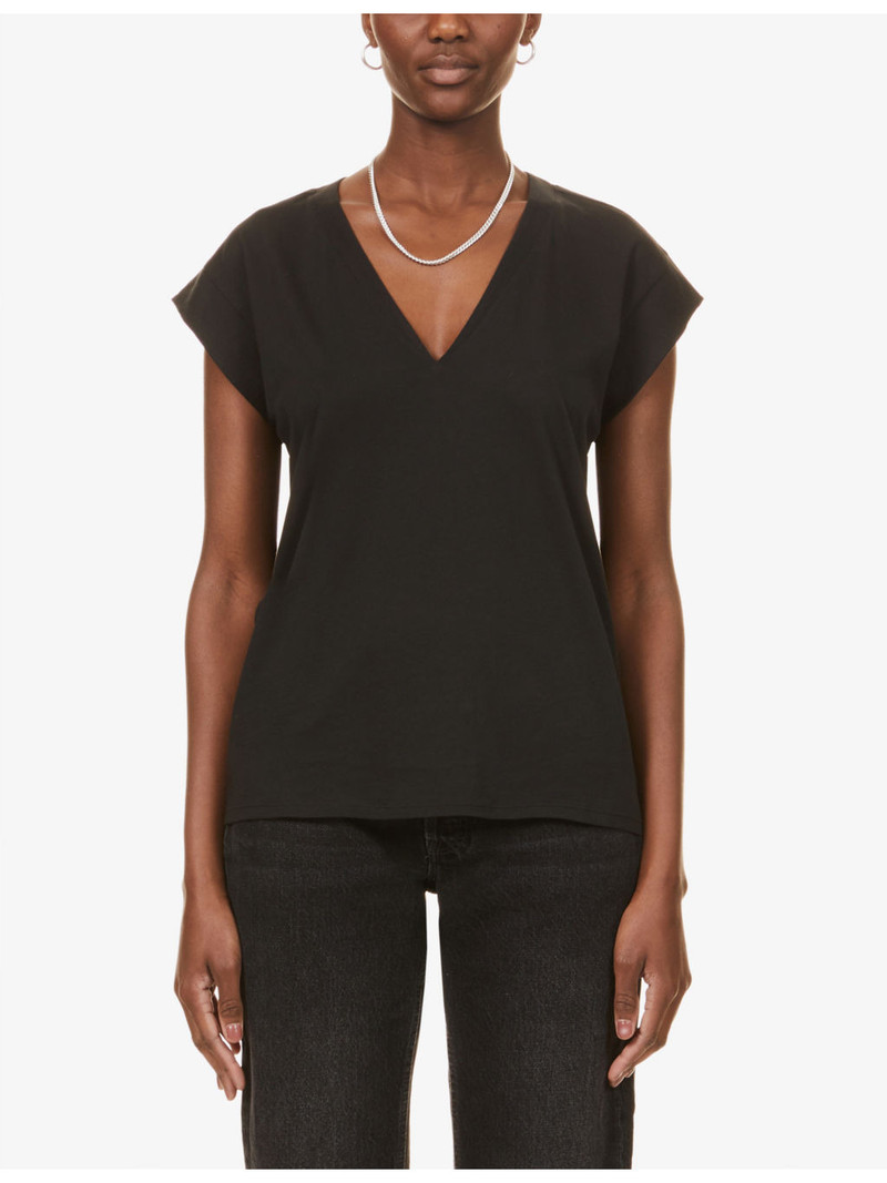 FRAME Le Mid Rise V-neck organic cotton T-shirt outlook