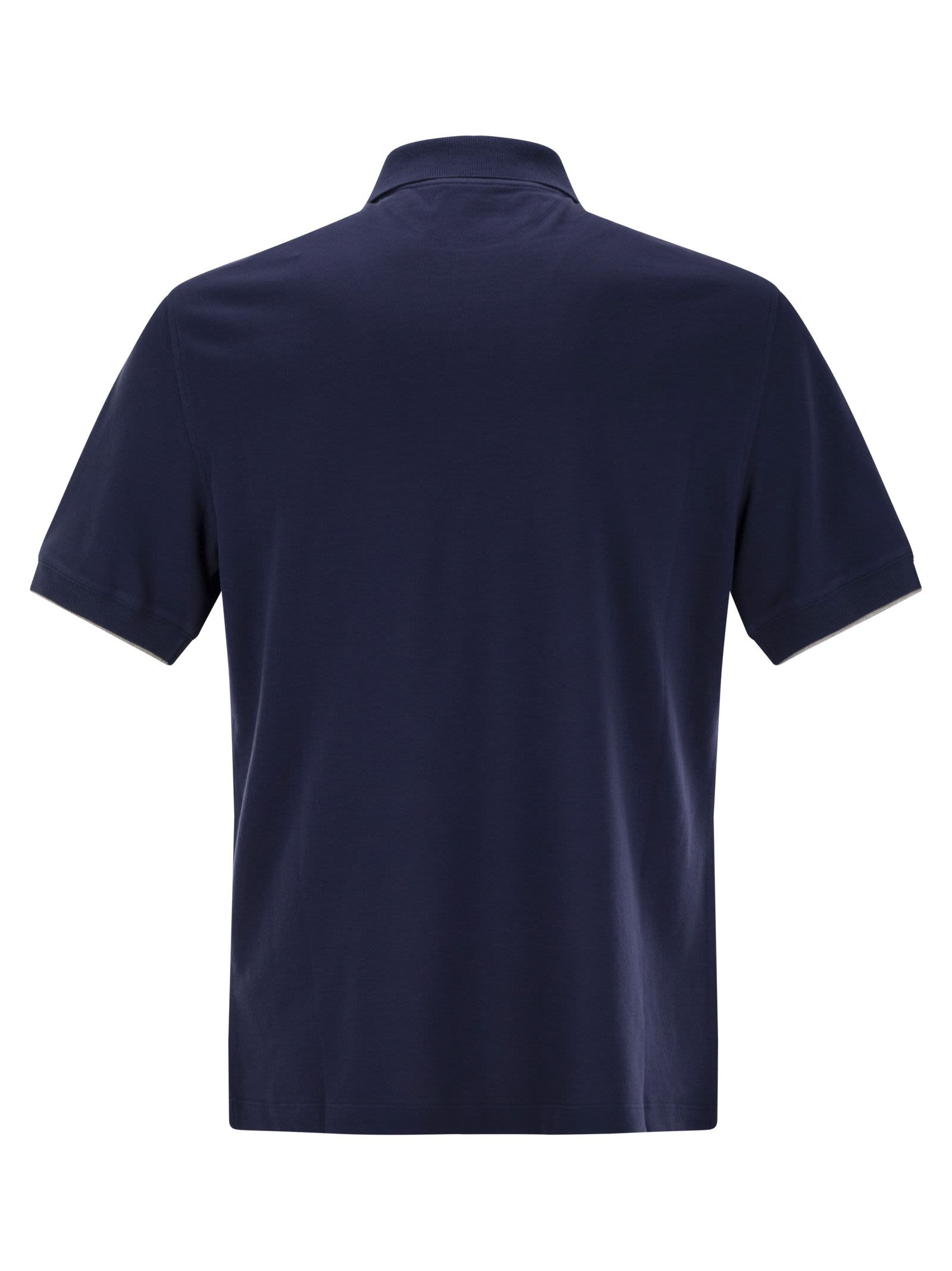 Brunello Cucinelli Men Cotton Polo Shirt With Printed Logo - 2