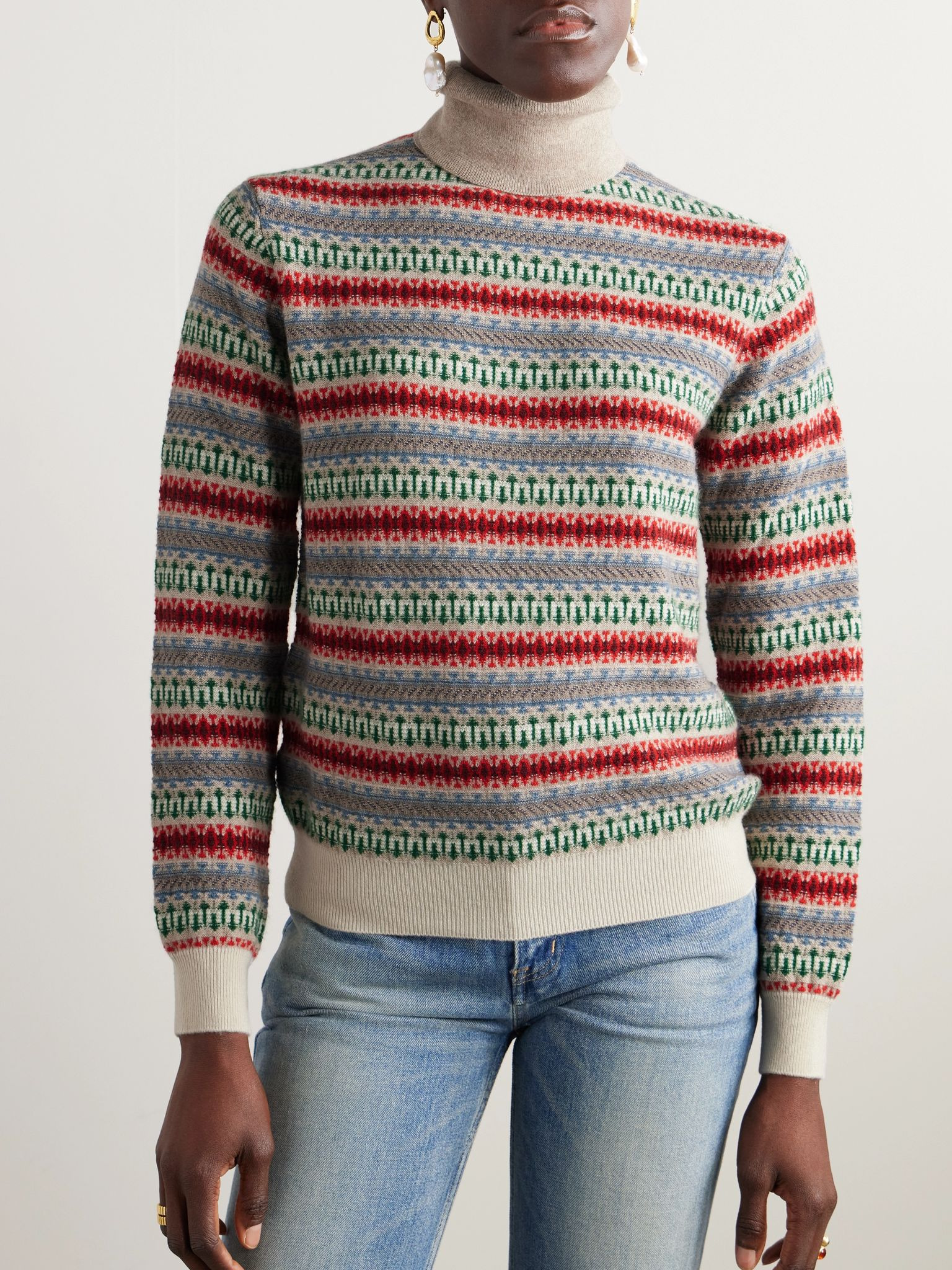 Holiday Noel Fair Isle cashmere-jacquard turtleneck sweater Multi - 3