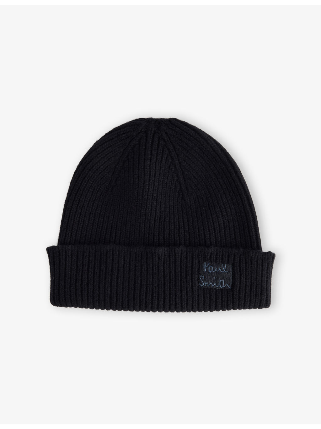 Embroidered-Logo Ribbed Cashmere-Wool Beanie Hat - 1