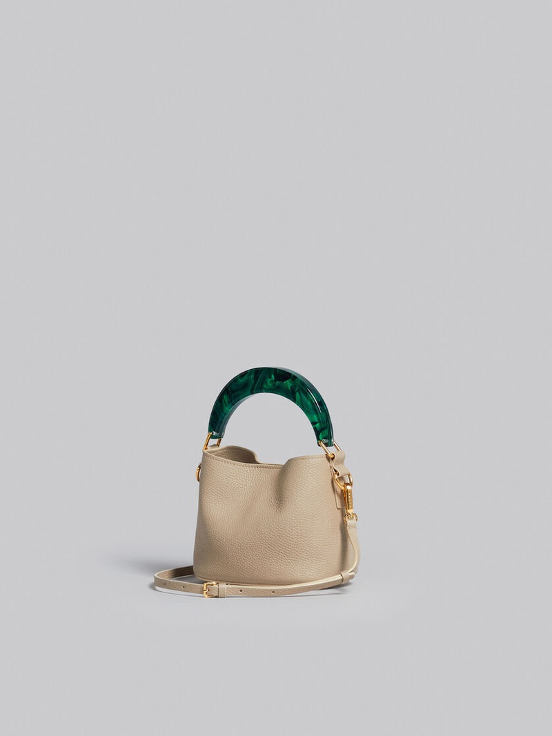 VENICE MINI BUCKET BAG IN LIGHT BROWN LEATHER 3