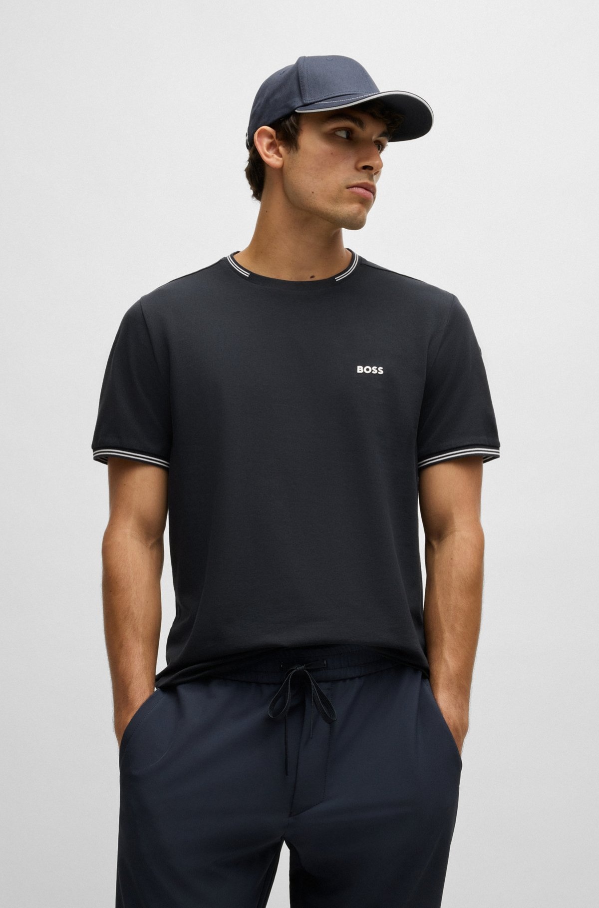 STRETCH-COTTON REGULAR-FIT T-SHIRT WITH CONTRAST LOGO - 2