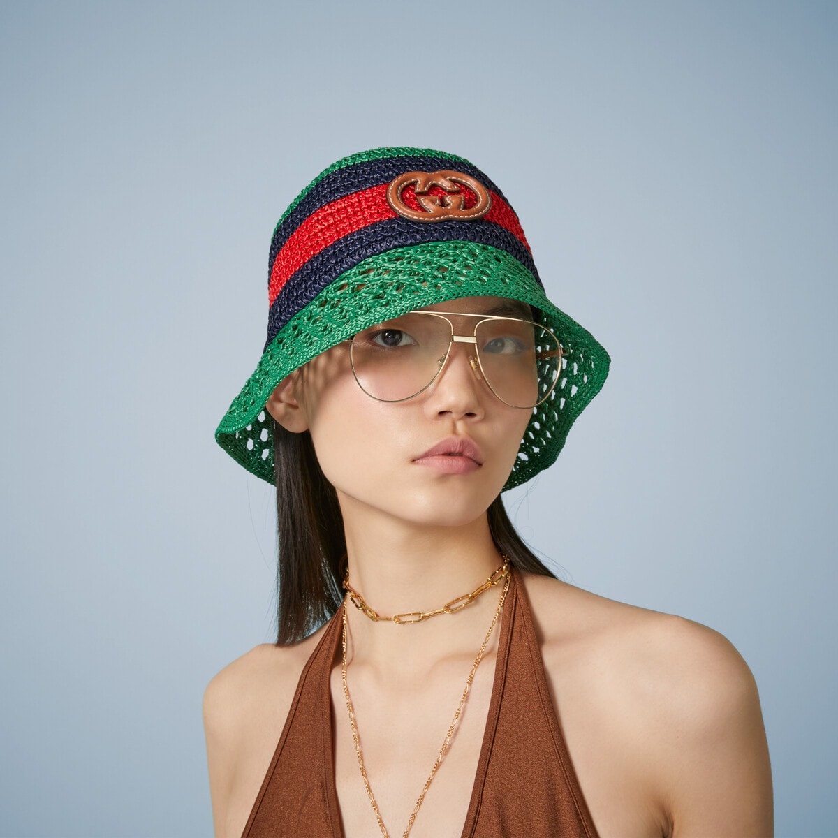Raffia-effect viscose bucket hat - 3
