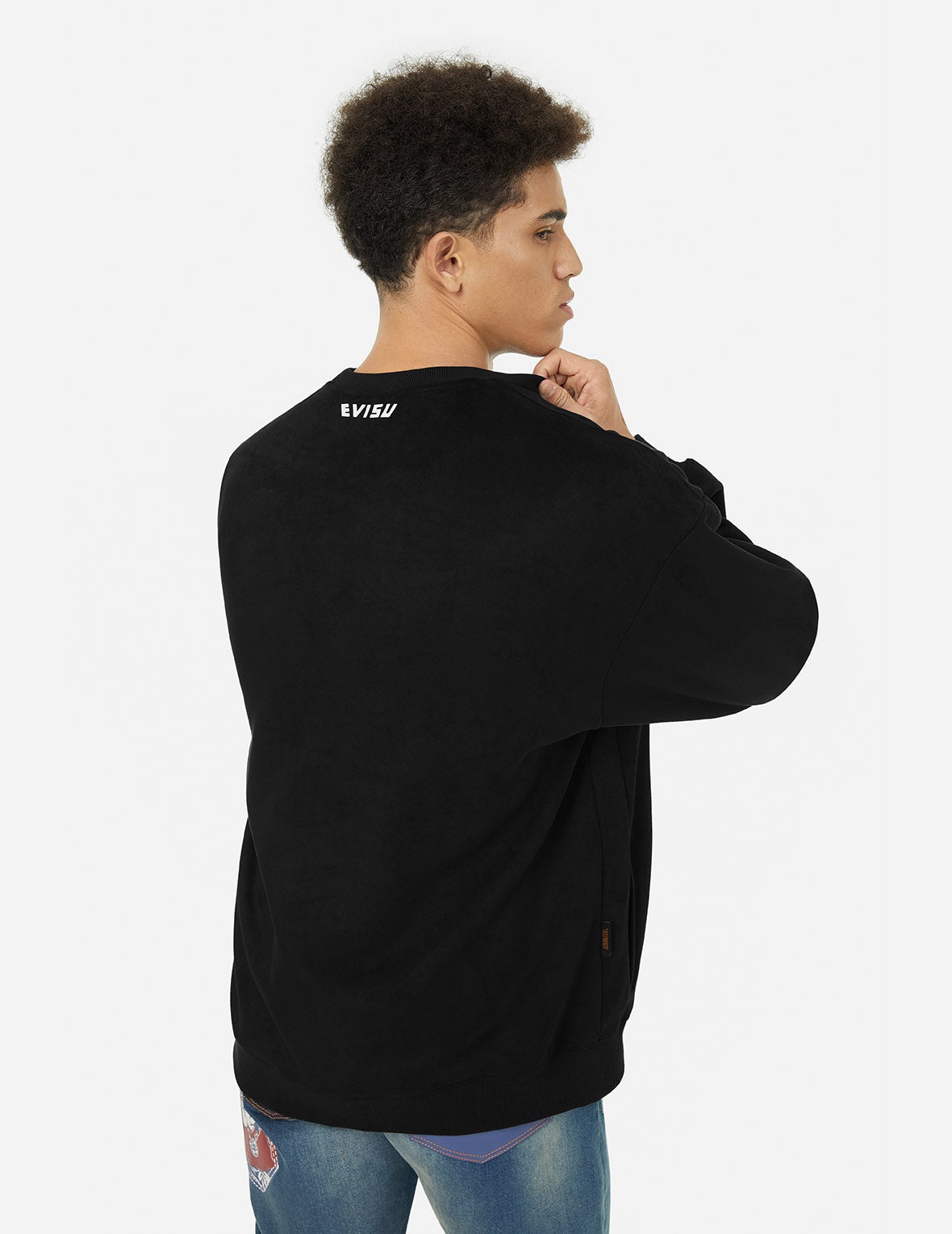 Faux Diamond Seagull Embroidery Loose Fit Sweatshirt - 6