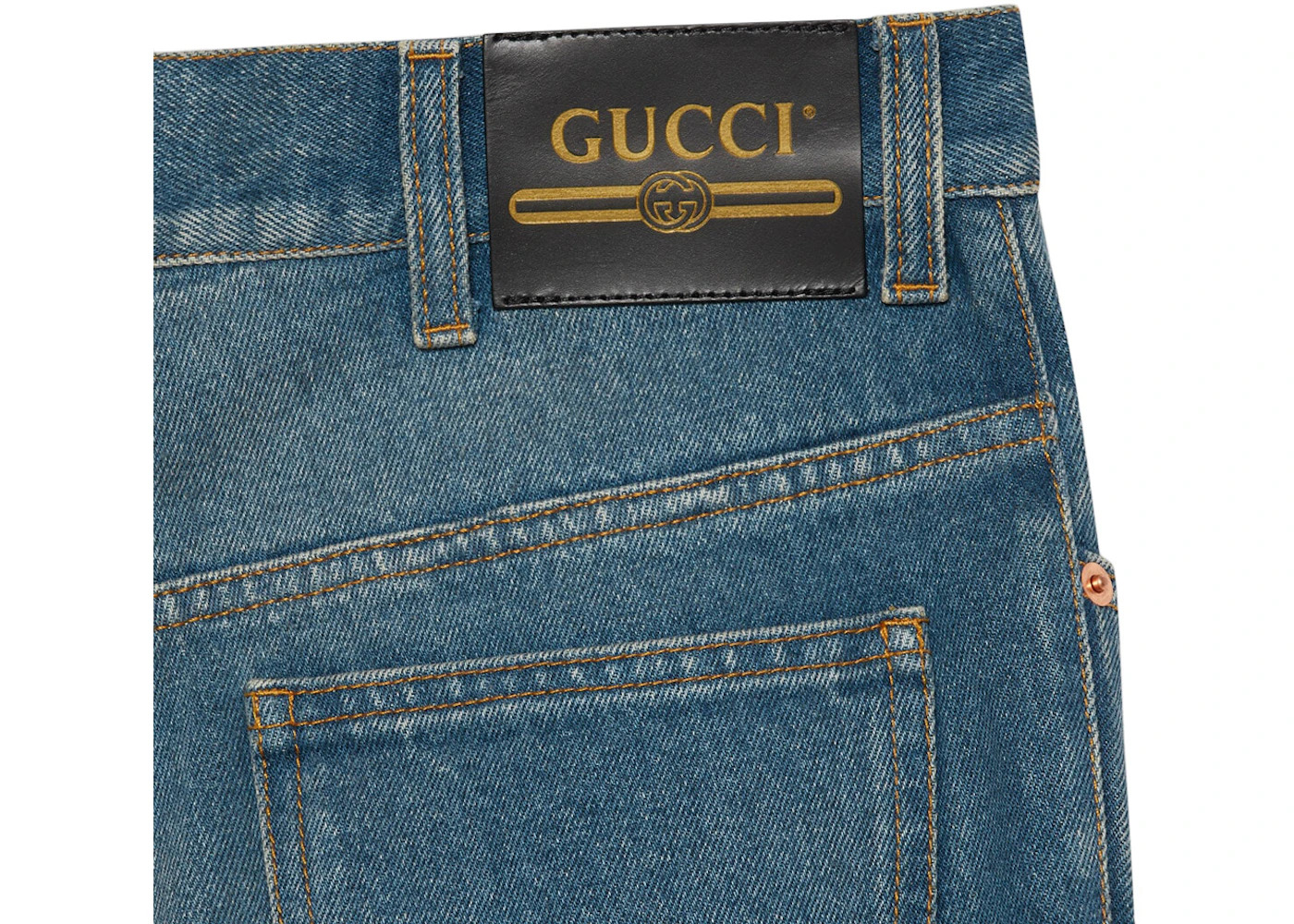 Gucci Washed Regular fit Jeans Stonewashed Blue Marbled Denim - 2