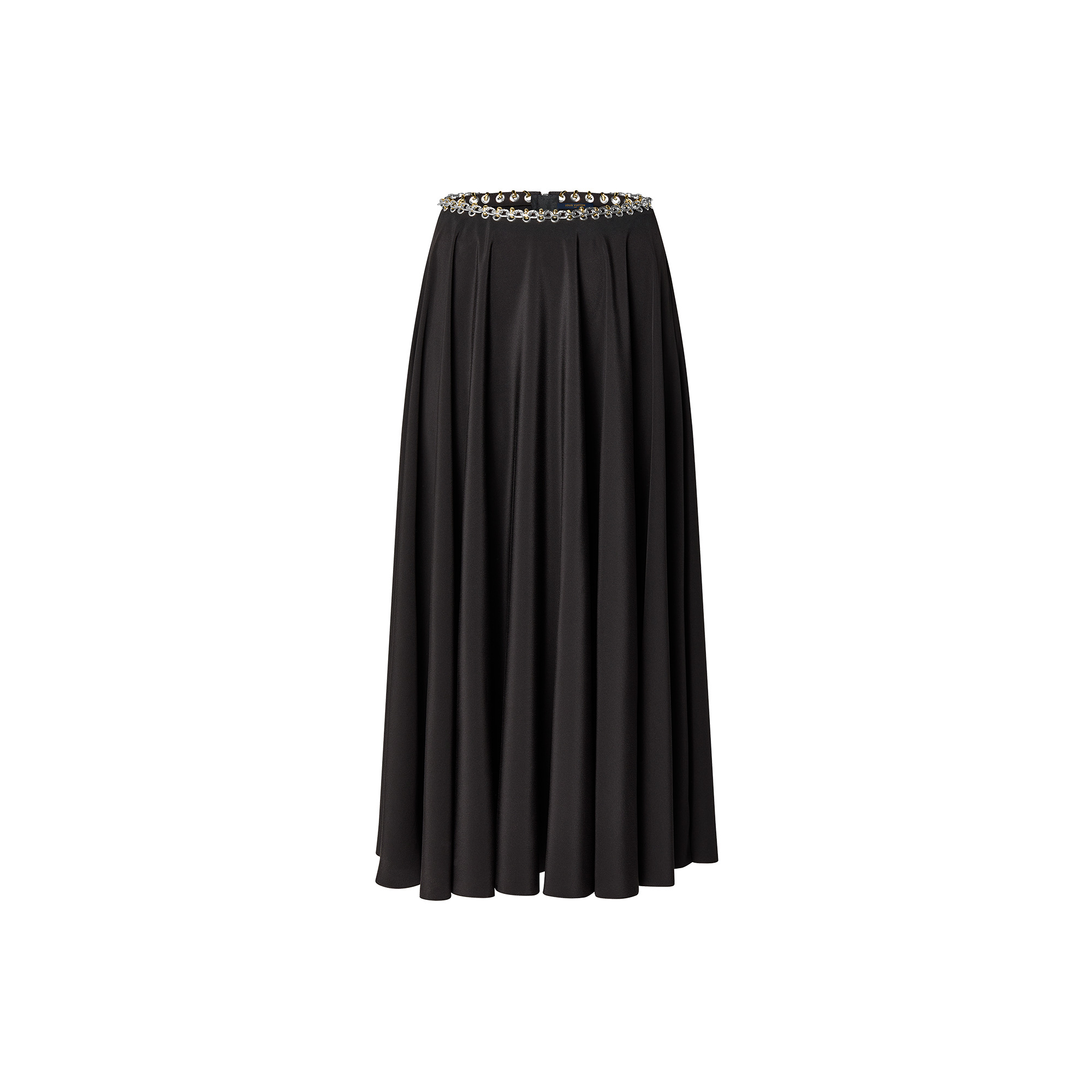 Chain Belt Silk Midi Skirt - 1
