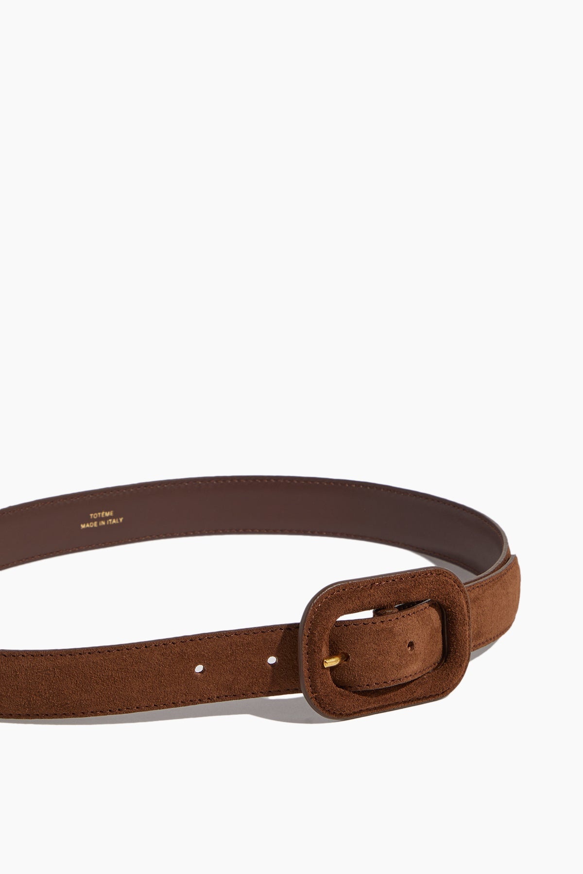 Covered Buckle Belt in Brown Suede - 3