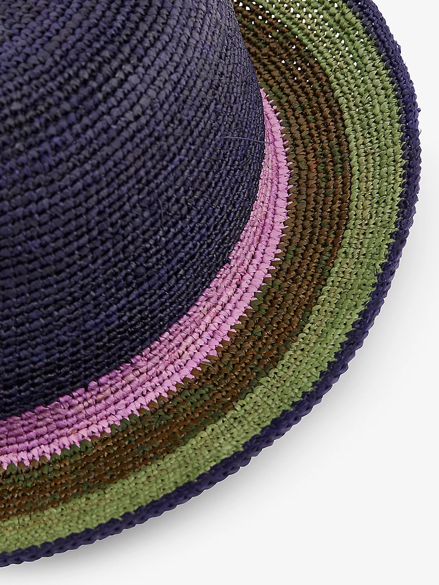 Striped wide-brim straw hat - 2